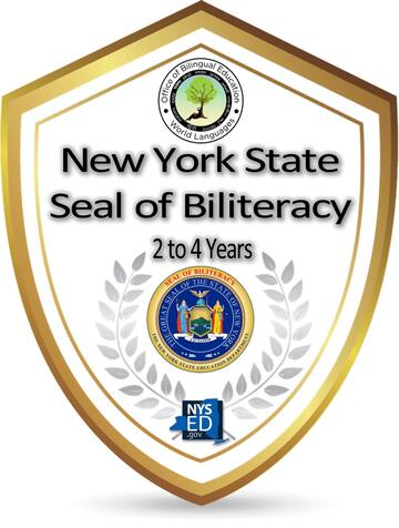 NYS Seal ຂອງບັດ Biliteracy ເປັນເວລາ 2-4 ປີ